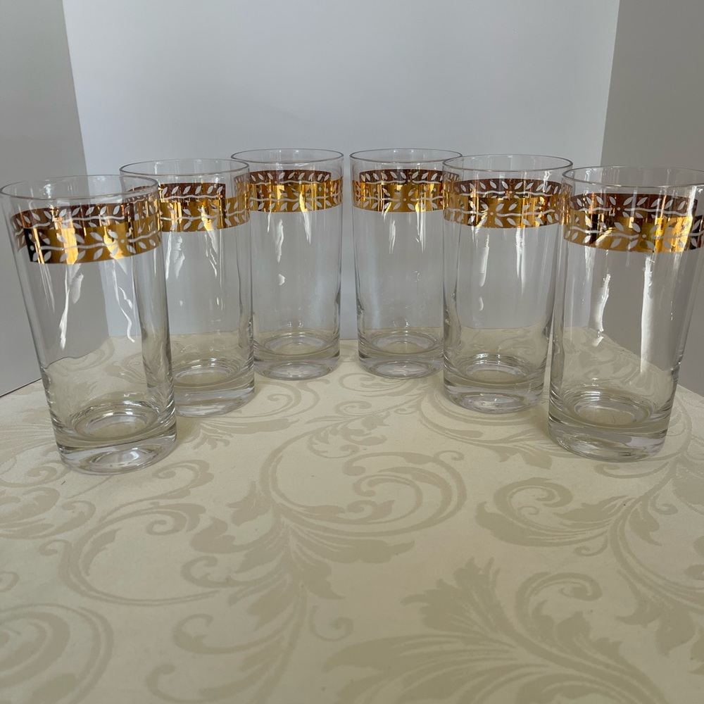 Vintage Gold Trim Glasses Set of 6